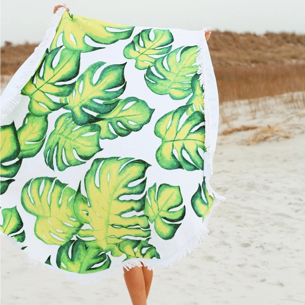 PALM PRINT ROUND TOWEL by Pure Vida - Picture 3 of 7
